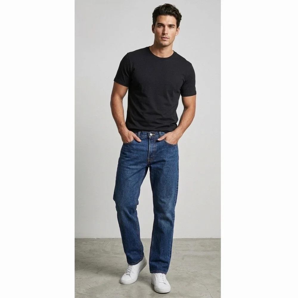 Levi's 505 Men's Jeans 32x34 Regular Fit Straight Leg Dark Indigo‎ Blue Denim
